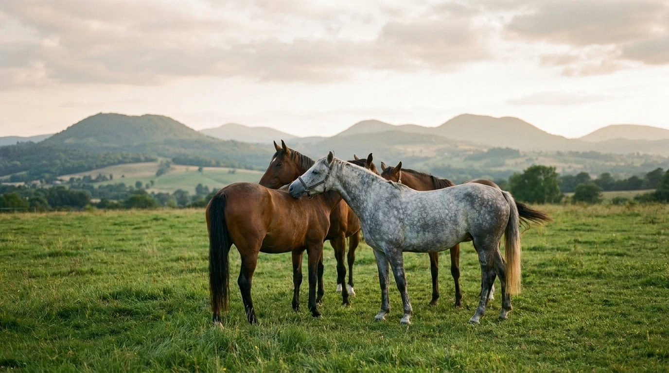 Les chevaux du Les Thénauds en liberté, Allier